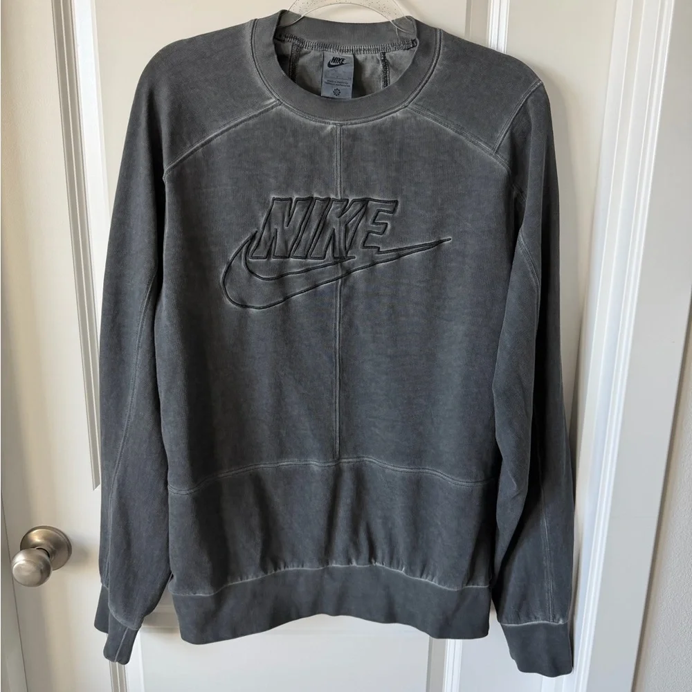 Nike Men's Charcoal Cotton Crewneck Sweatshirt - S
